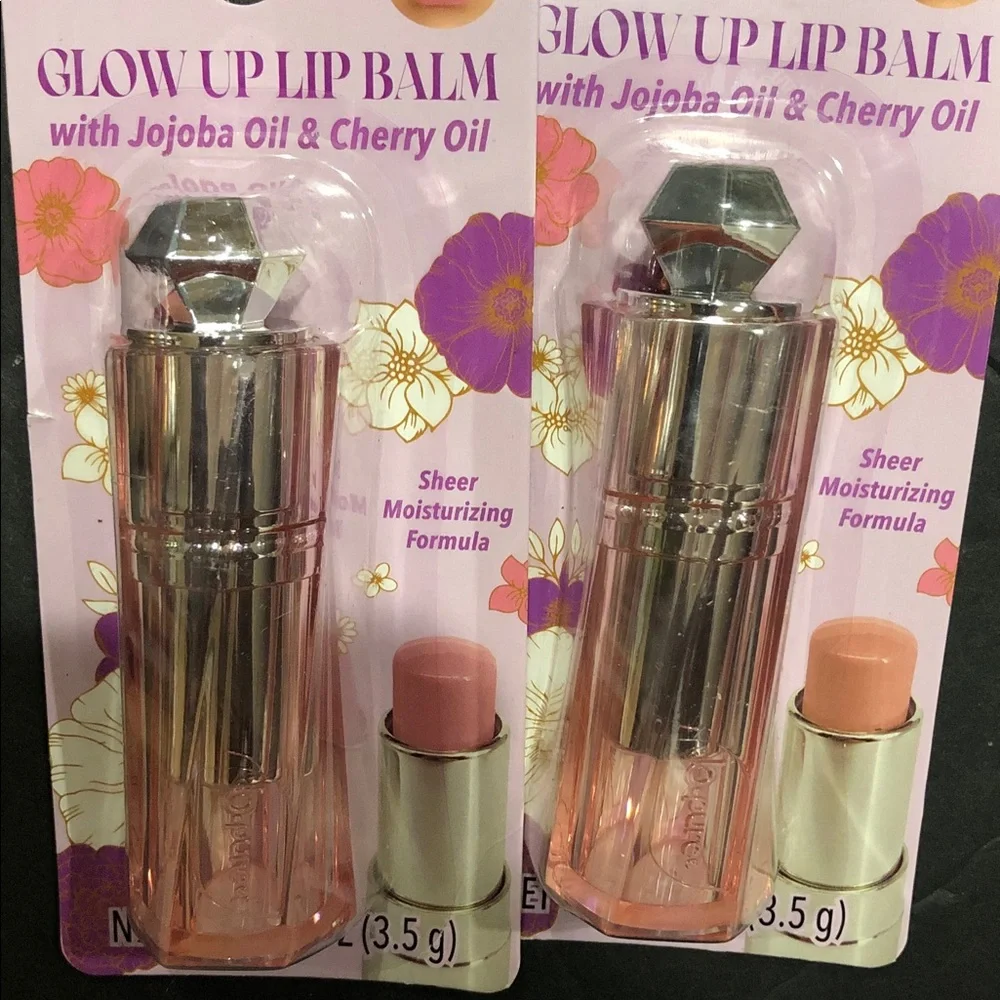 2pack sheer pink Jojoba oil and cherry oil Glow up lip balms brand‎ new